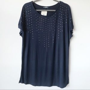 LC Waikiki Studded Dolman Tee Shirt Navy Size XL
